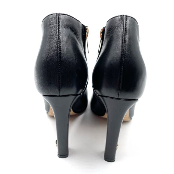 Jimmy Choo Merche Booties Black Soft Leather Low-Cut Square Toe Heels Sz 37 / 7 - Picture 7 of 11